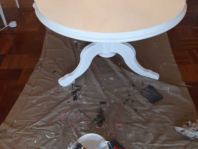 Fresh paint on the vintage table